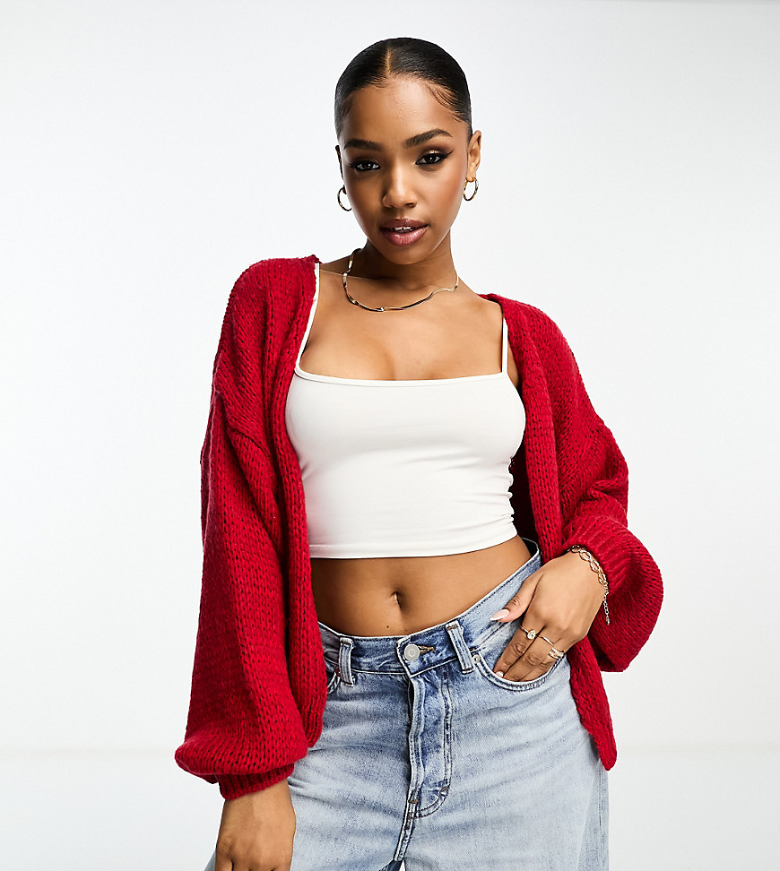 ASOS DESIGN knitted oversized cardigan in red