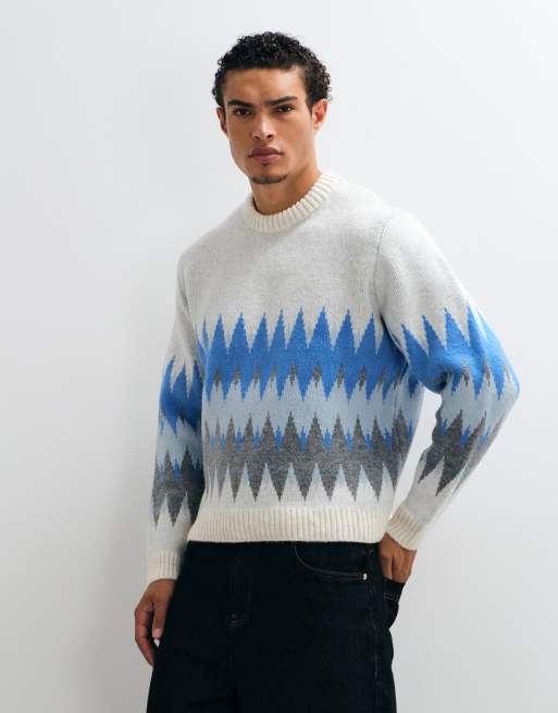 ASOS DESIGN knitted oversized chevron pattern jumper in multi, 2 of 5