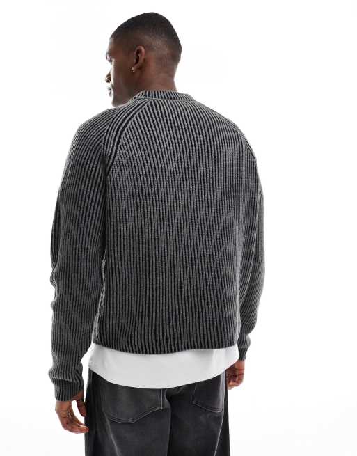 ASOS DESIGN knitted oversized cropped plated rib sweater in