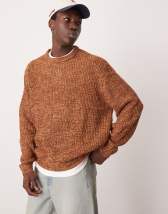 ASOS DESIGN loose knit slash neck top in cream