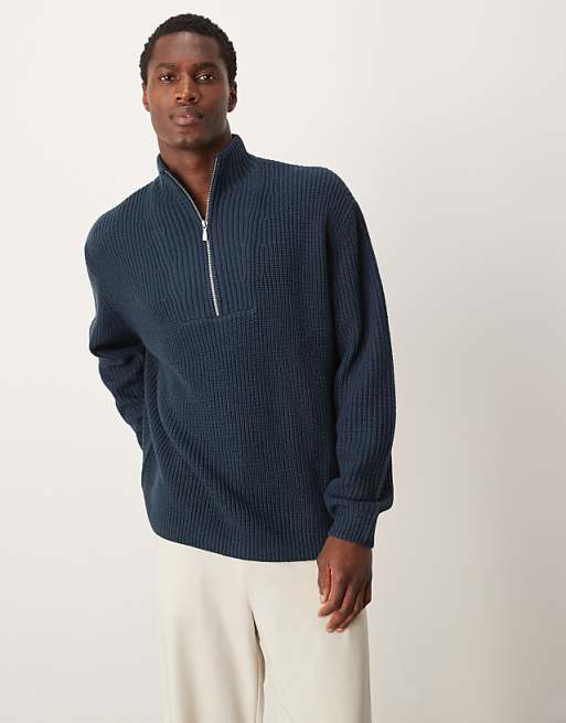 ASOS DESIGN knitted oversized fisherman rib quarter zip ASOS DESIGN knitted oversized fisherman rib quarter zip