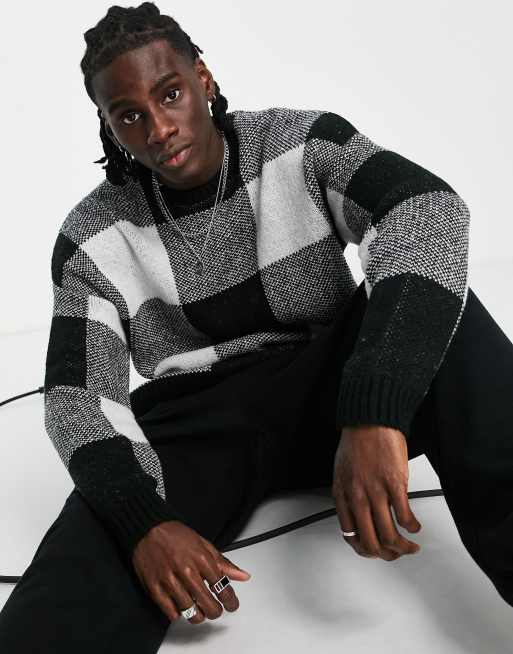 Black and white checkered jumper hotsell