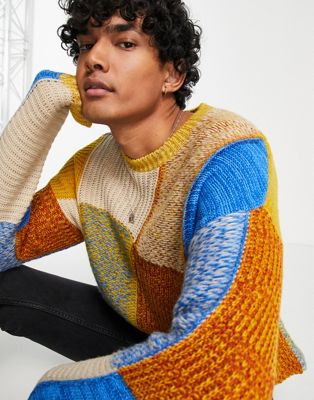 ASOS DESIGN knitted oversized jumper in check