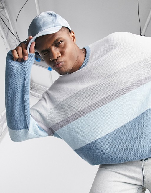 ASOS DESIGN knitted oversized jumper in colour block design