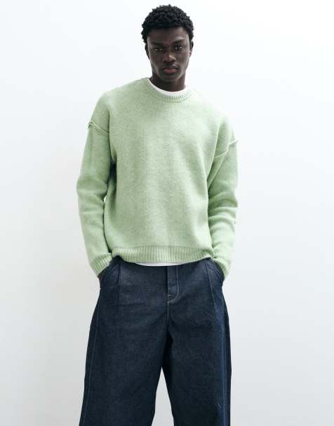 ASOS DESIGN knitted oversized jumper in sage - view 1