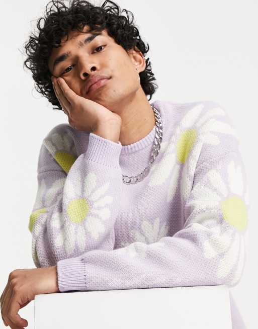 ASOS DESIGN oversized knitted sweater with cloud design