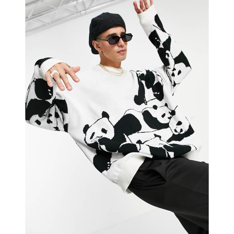 ASOS DESIGN knitted oversized jumper with panda design