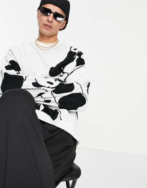 ASOS DESIGN knitted oversized jumper with panda design