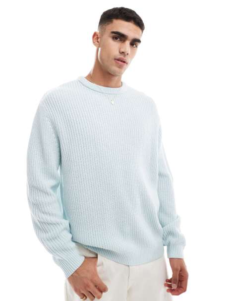 ASOS DESIGN knitted oversized rib jumper in light blue - view 1