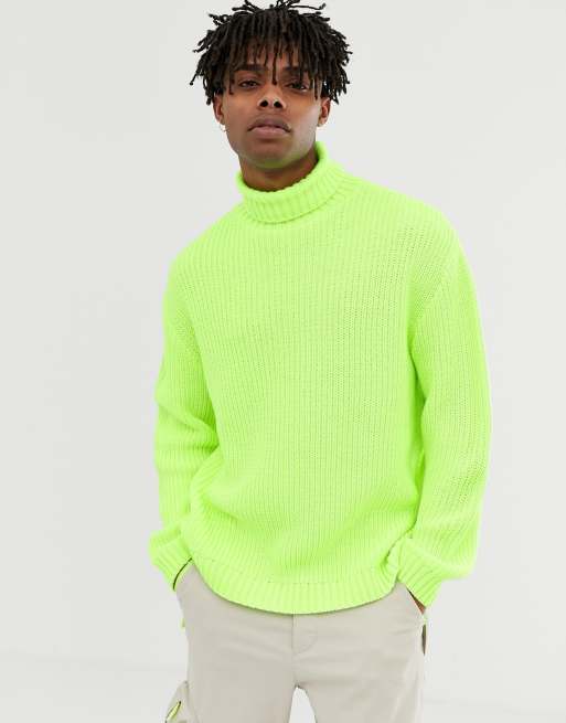 Neon green turtleneck jumper sale