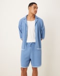 [ASOS DESIGN] ASOS DESIGN knitted oversized shorts in light blue (part of a set) XL Light blue