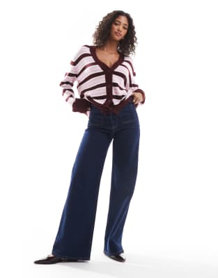 ASOS DESIGN KNITTED OVERSIZED STRIPE CARDIGAN 