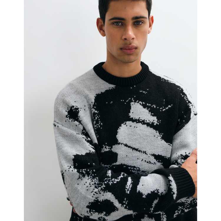 ASOS DESIGN knitted oversized sweater in monochrome | ASOS