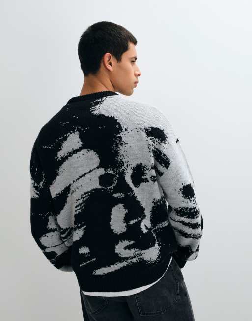 ASOS DESIGN knitted oversized sweater in monochrome, 5 of 5
