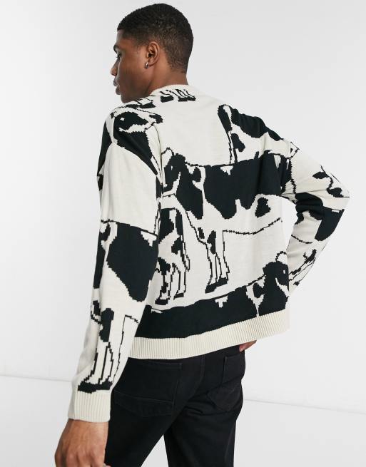 ASOS DESIGN knitted oversized sweater with cow design | ASOS