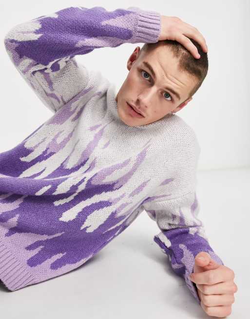 Purple flame knit sweater