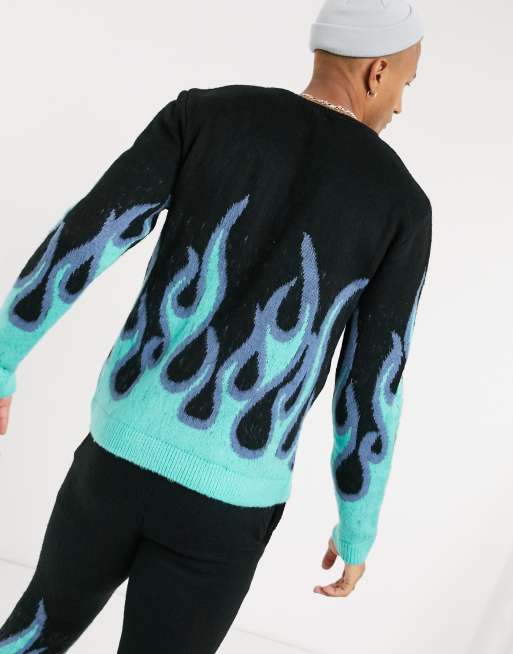 ASOS DESIGN knitted oversized sweater with flame design