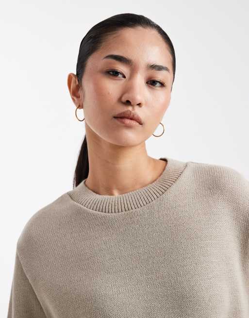 ASOS DESIGN knitted oversized t-shirt in stone, 3 of 4