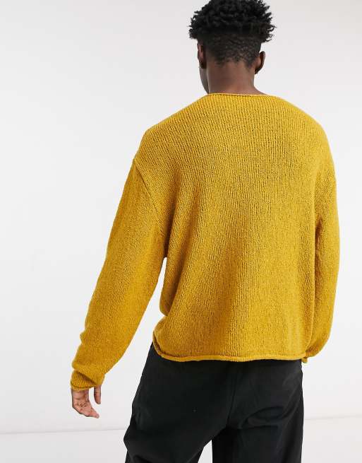 激安ブランド エイソス Asos Design メンズ ニット セーター トップス Knitted Oversized Textured Yarn Jumper In Mustard マスタード 春バーゲン Ultragreencoffee1 Com