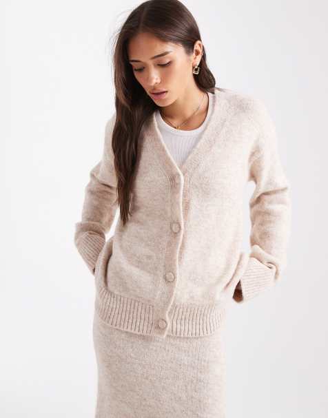ASOS DESIGN knitted oversized wool-look cardigan (Part of a set) - view 1