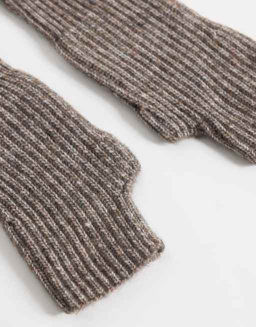 ASOS DESIGN knitted palm warmer in mink, 3 of 3