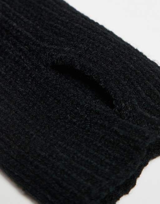ASOS DESIGN knitted palm warmers in black