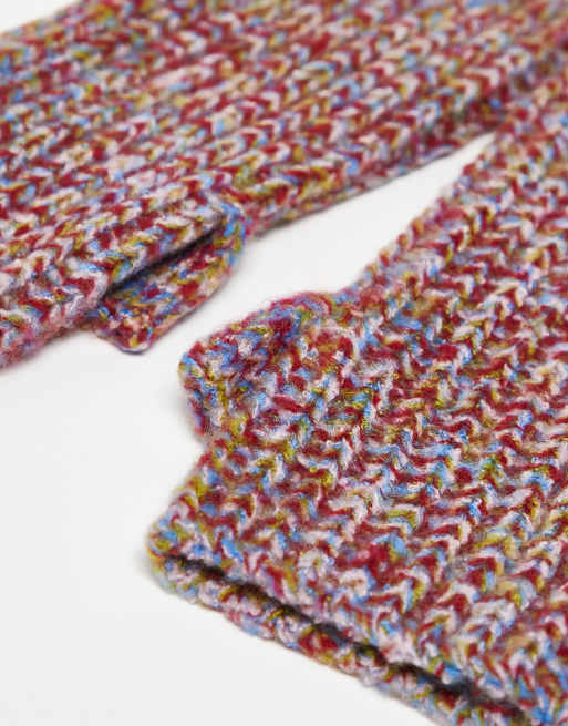 ASOS DESIGN knitted palmwarmers in mix knit in multi, 2 of 3