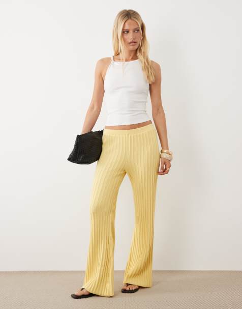 ASOS DESIGN knitted pleated pants in buttermilk (part of a set) - view 1