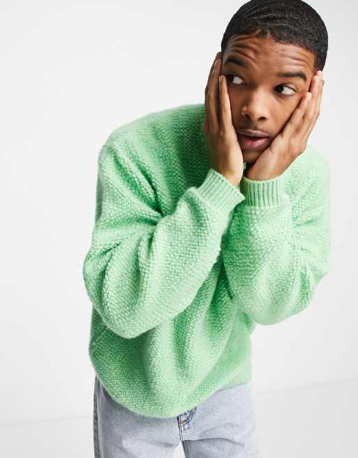 ASOS DESIGN knitted plush jumper in green