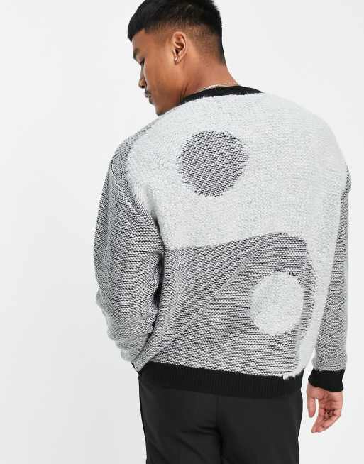 ASOS DESIGN knitted plush yarn sweater with yin yang pattern ASOS