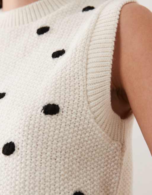 ASOS DESIGN knitted polka dot tank top in mono spot, 3 of 4