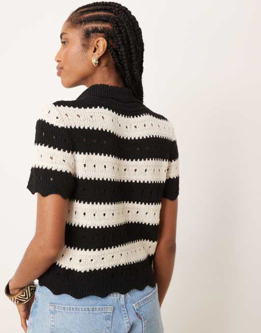 ASOS DESIGN knitted polo in stripe, 2 of 4