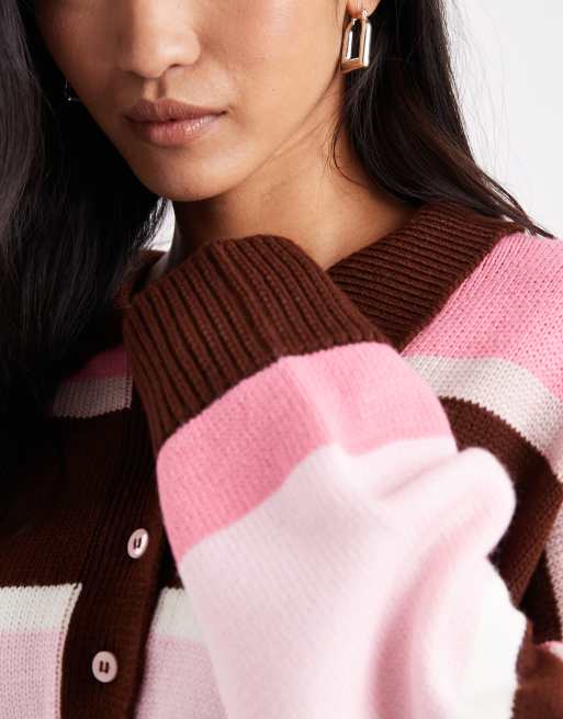 ASOS Design Knitted polo top in stripe