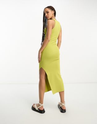 ASOS DESIGN knitted racer midi dress in green | ASOS