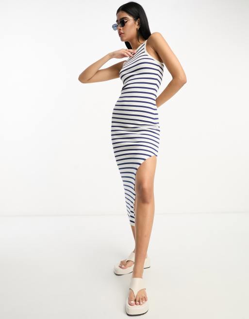 Asos blue and 2024 white striped dress