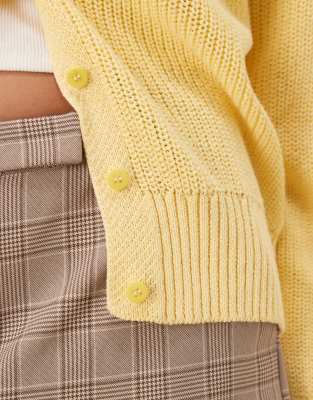 Asos Design Knitted Raglan Cardigan In Yellow