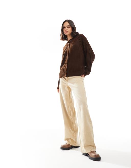 ASOS DESIGN knit raglan cardigan in chocolate