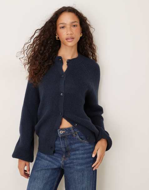 ASOS DESIGN knitted raglan cardigan in navy - view 1