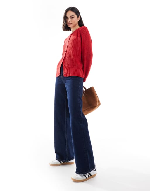 ASOS DESIGN knit raglan cardigan in red