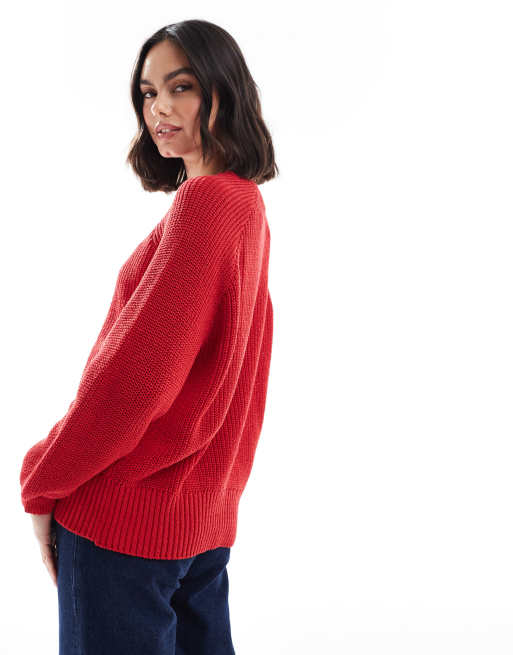 ASOS DESIGN knit raglan cardigan in red