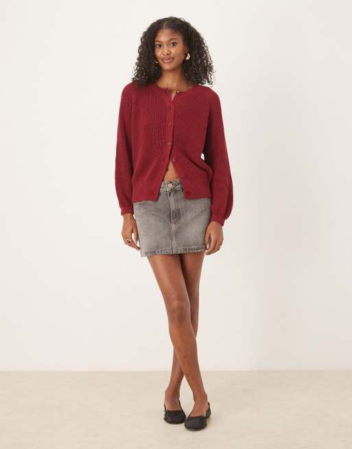 ASOS DESIGN knitted raglan cardigan in rust