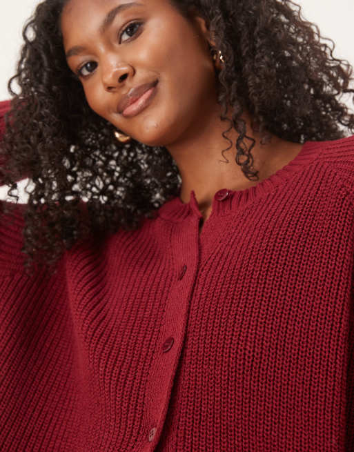 ASOS DESIGN knitted raglan cardigan in rust