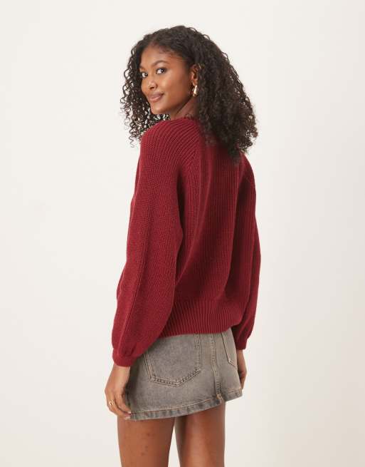ASOS DESIGN knitted raglan cardigan in rust