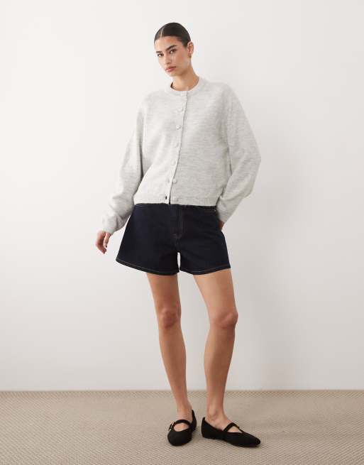 ASOS DESIGN knitted raglan knit cardigan in grey, 2 of 4