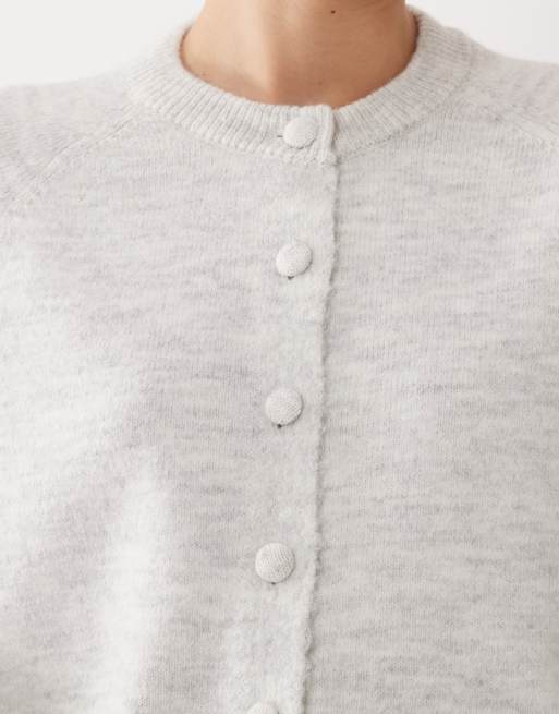 ASOS DESIGN knitted raglan knit cardigan in grey, 3 of 4