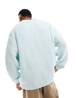 ASOS DESIGN knitted relaxed fisherman rib jumper with v neck in