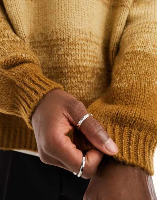 ASOS DESIGN knitted relaxed jumper in stone & brown ombre, 4 of 4