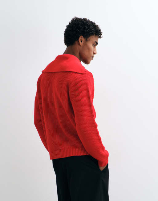 ASOS DESIGN knitted relaxed polo with open collar detail, 4 of 5