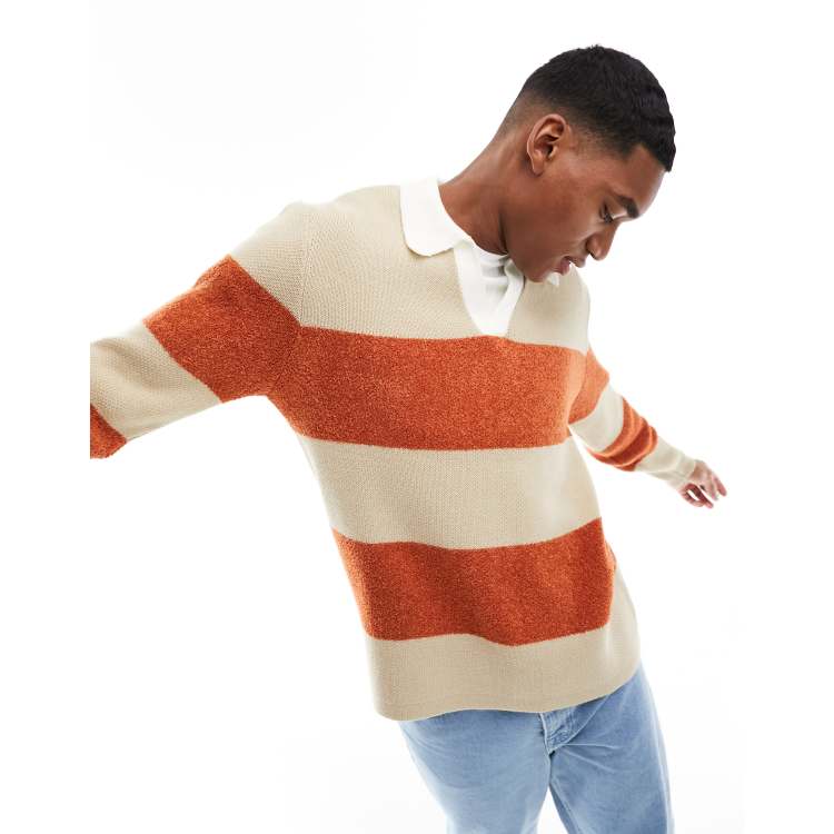 Orange and 2025 white striped sweater