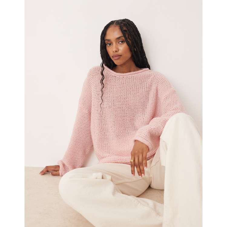 INSILENCE WOMEN Sheer Padded Jumper PINK Lightweight Sheer Sweater